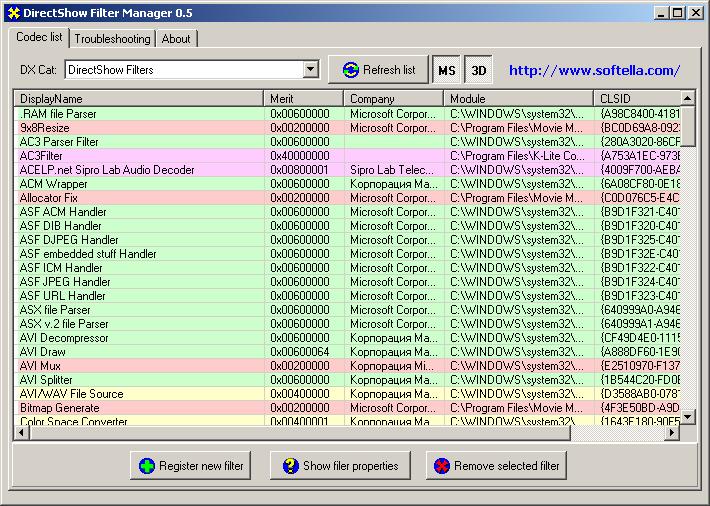 DirectShow Filter Manager 0.5